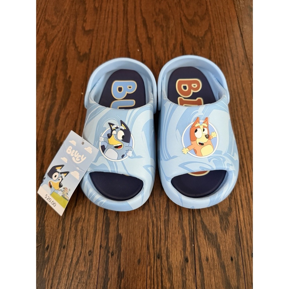 Bluey & Bingo Toddler Blue Sandals Slides Water Shoes Size 12 NWOB Clogs Straps